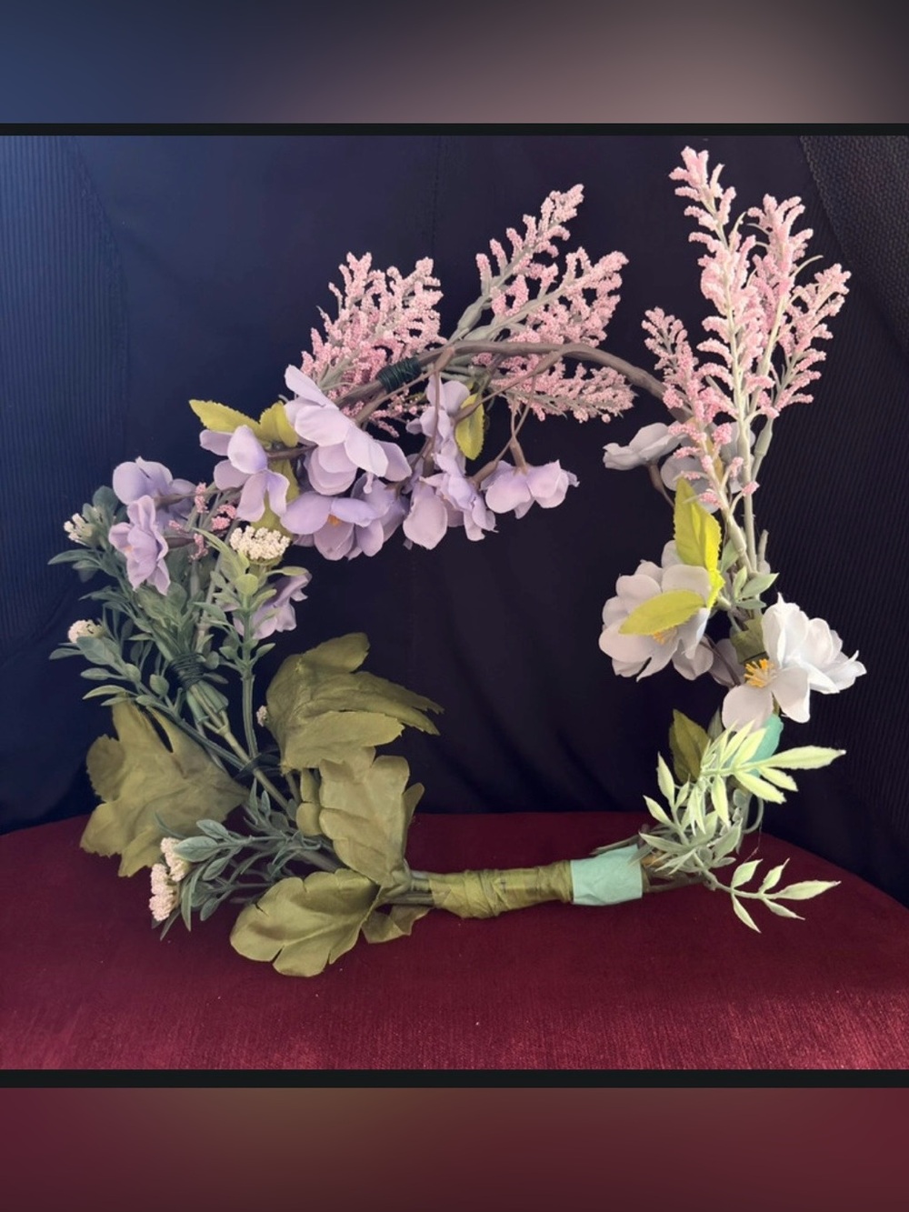 Handmade Purple & White Faux Plastic Flower Crown/ Wreath/Wall or Door Decor-8”